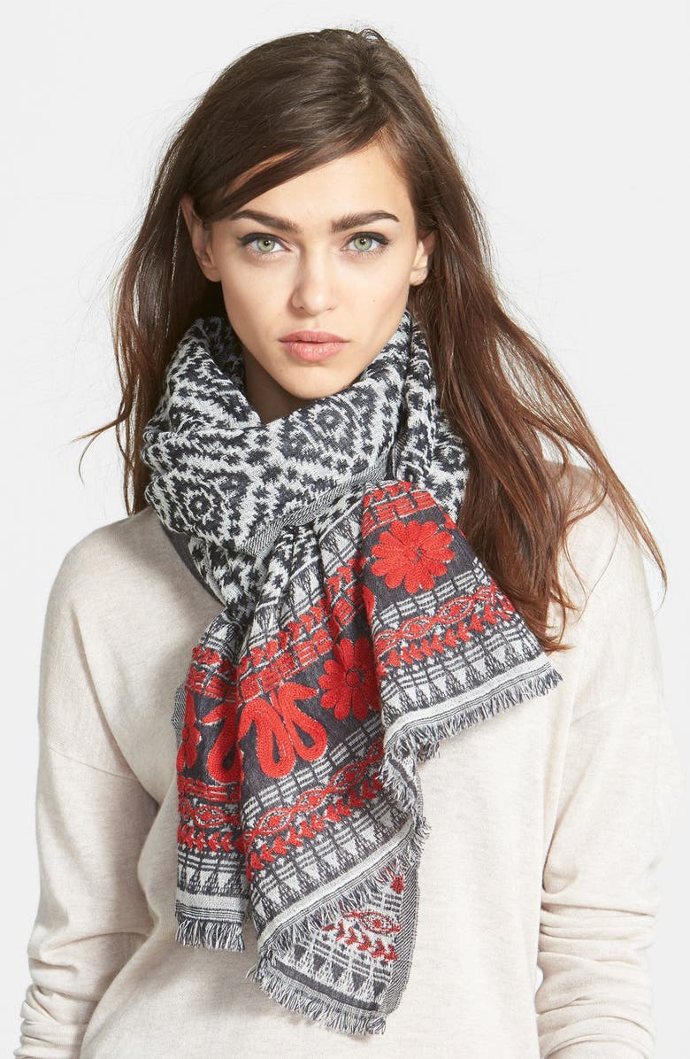 Lucky Brand Wool Jacquard Shawl Nordstrom