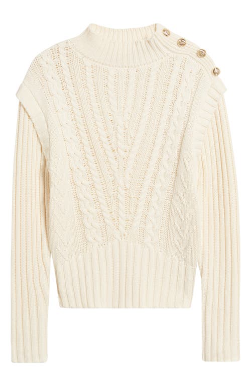 Shop Zoe And Claire Cable Button Accent Sweater In Cream