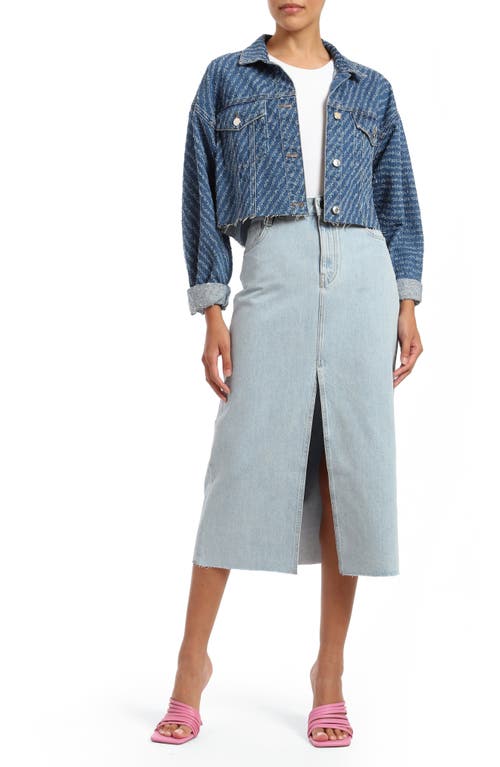 Mavi Jeans Marin Raw Hem Bleached Denim Midi Skirt In Bleached Denim