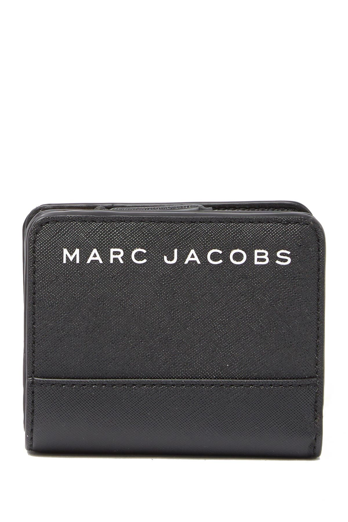 Marc Jacobs Branded Saffiano Leather Mini Wallet In Black | ModeSens