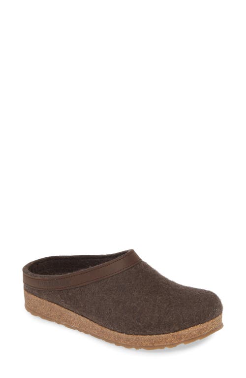 Haflinger Grizzly Clog Slipper in Smokey Brown