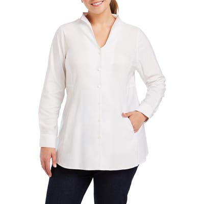 Plus Size Foxcroft Selma Stretch Tunic Shirt, White