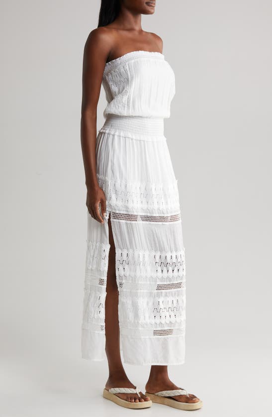 Shop Elan Lace Strapless Cover-up Maxi Dress In White