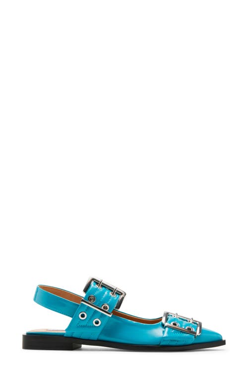 Shop Steve Madden Graya Slingback Pointy Toe Flat In Turquoise Patent