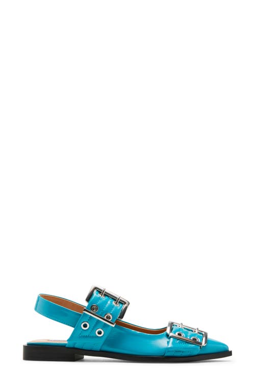 Steve Madden Graya Slingback Pointy Toe Flat In Turquoise Patent