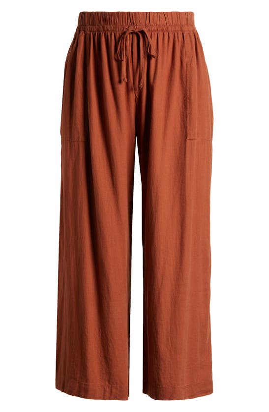 Shop Treasure & Bond Utility Drawstring Linen Blend Pants In Rust Sequoia