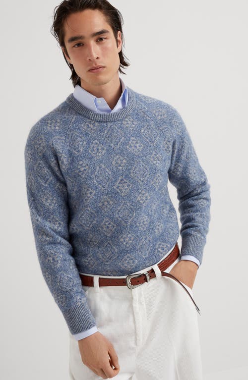 Shop Brunello Cucinelli Jacquard Sweater In Azure