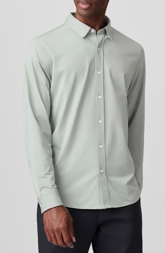 Shop Rhone Commuter Slim Fit Shirt In Sage Green Oxford