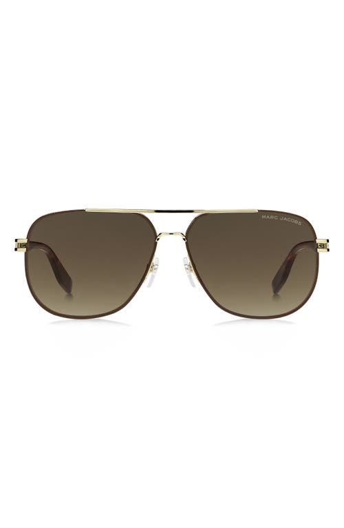 Marc Jacobs 60mm Gradient Aviator Sunglasses in Gold Brown /Brown Gradient