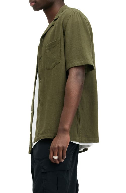 Shop Allsaints Cudi Camp Shirt In Bancha Green