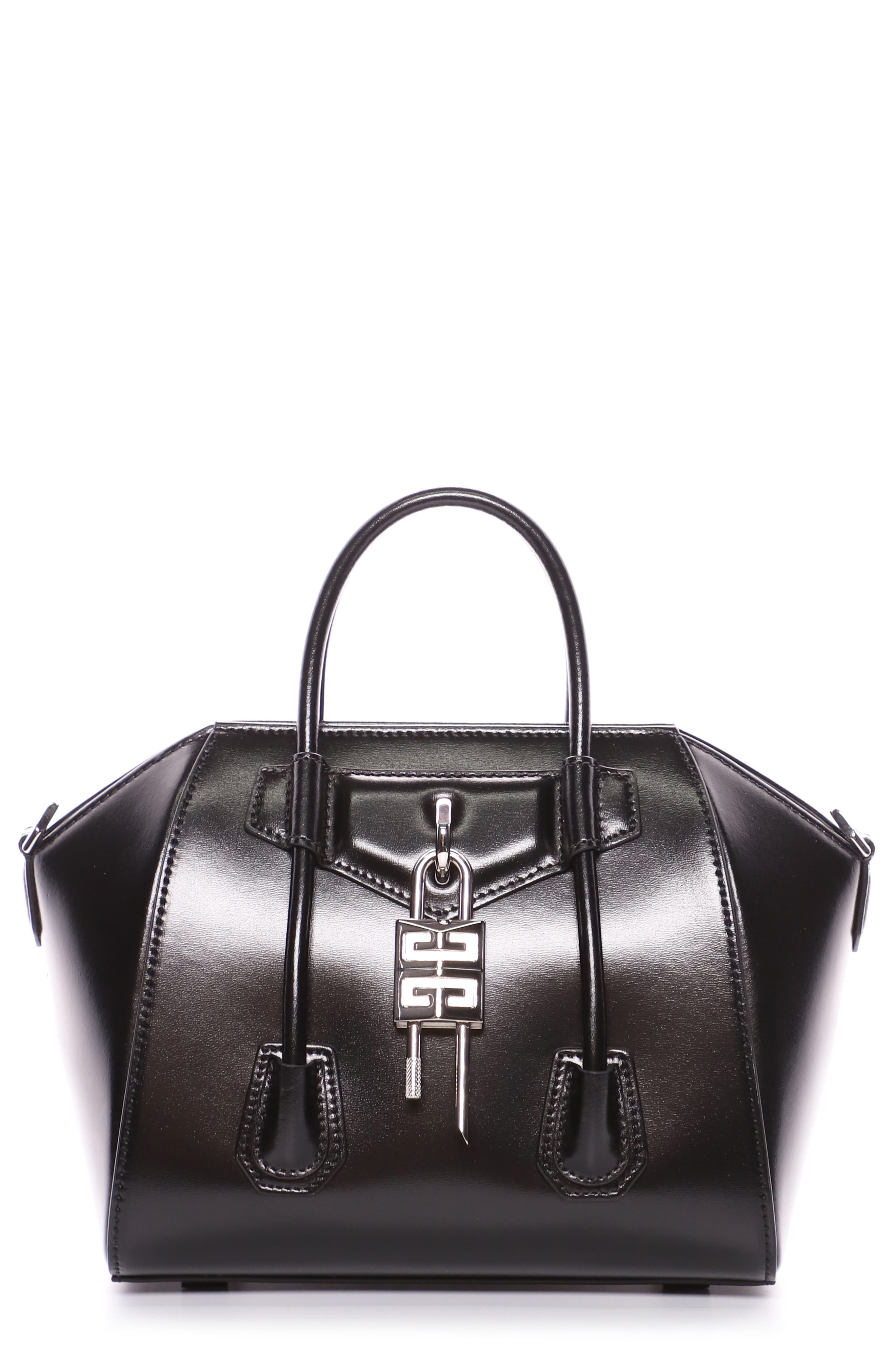 Givenchy Mini Antigona Lock Leather Satchel in Black