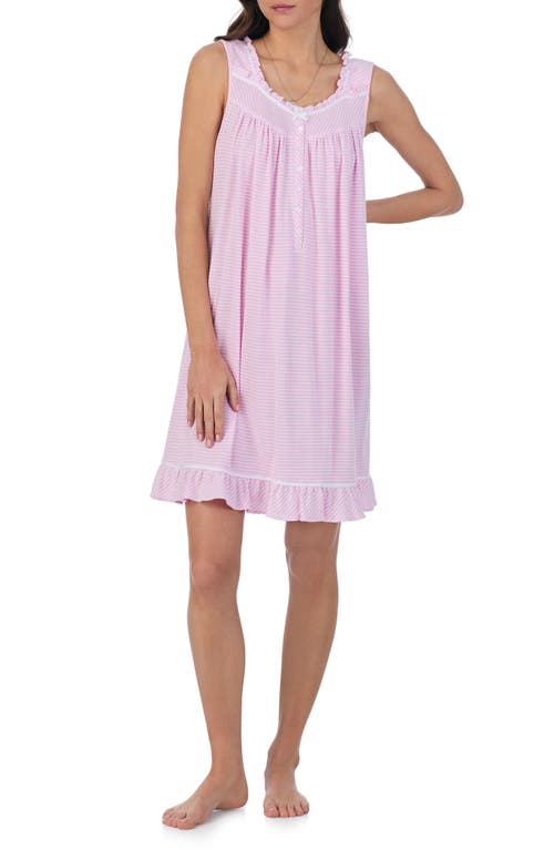 Sleeveless Short Nightgown in Pink Stripe