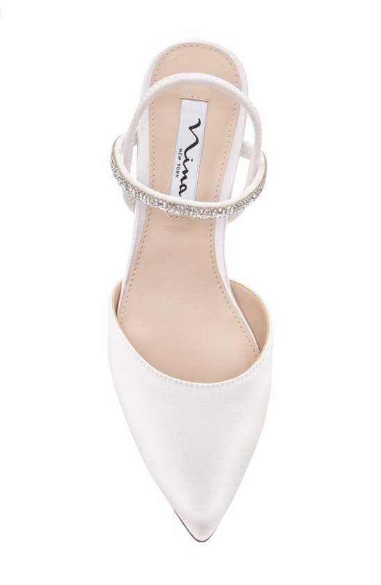 Nina Billie Slingback Pointed Toe Pump In Ivory Crystal Satin