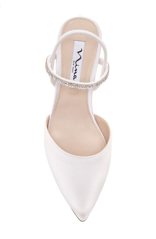 Shop Nina Billie Slingback Pointed Toe Pump In Ivory Crystal Satin