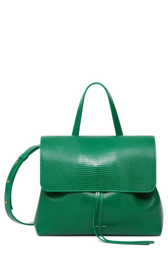 Mansur Gavriel Mini Lady Lizard-embossed Top-handle Bag In Leaf