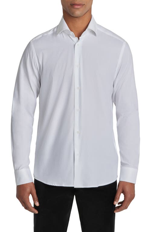 Aurelio Cotton & Silk Blend Dress Shirt in White