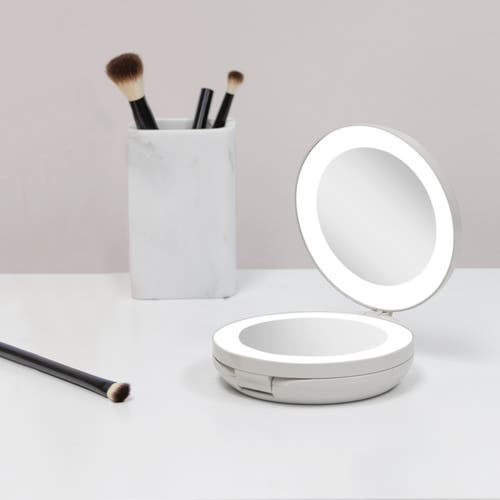 Zadro Lighted Travel Mirror With Magnification & Folding-to-compact In Taupe