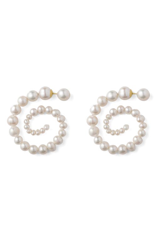 Shop Eliou Éliou Vinnie Freshwater Pearl Spiral Drop Earrings In White