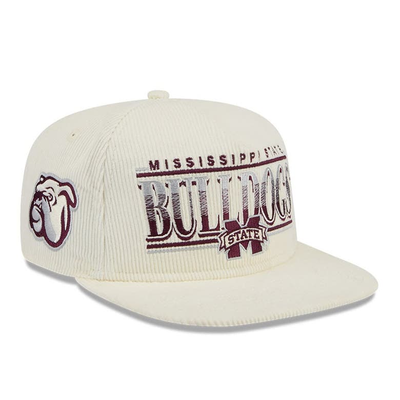 Shop New Era White Mississippi State Bulldogs Throwback Golfer Corduroy Snapback Hat In Cream