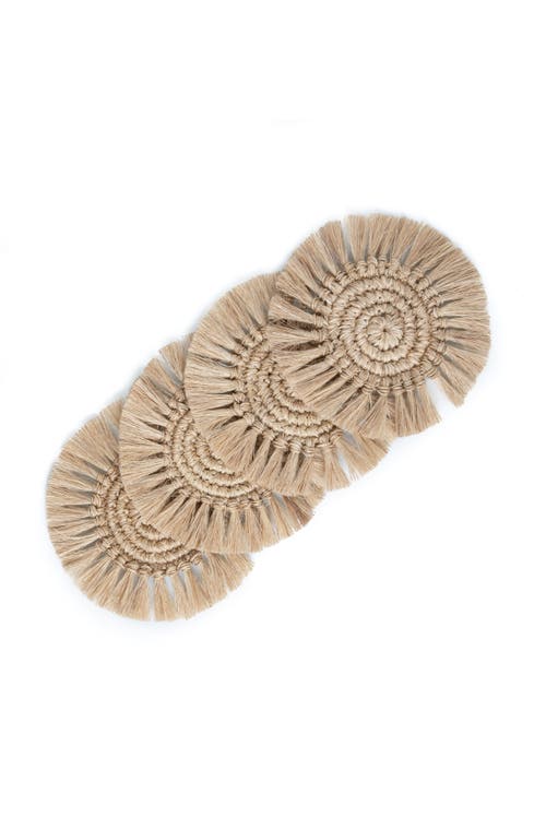 Tallo De Olivo Fique Fringe Coasters Set Of 4 In Natural