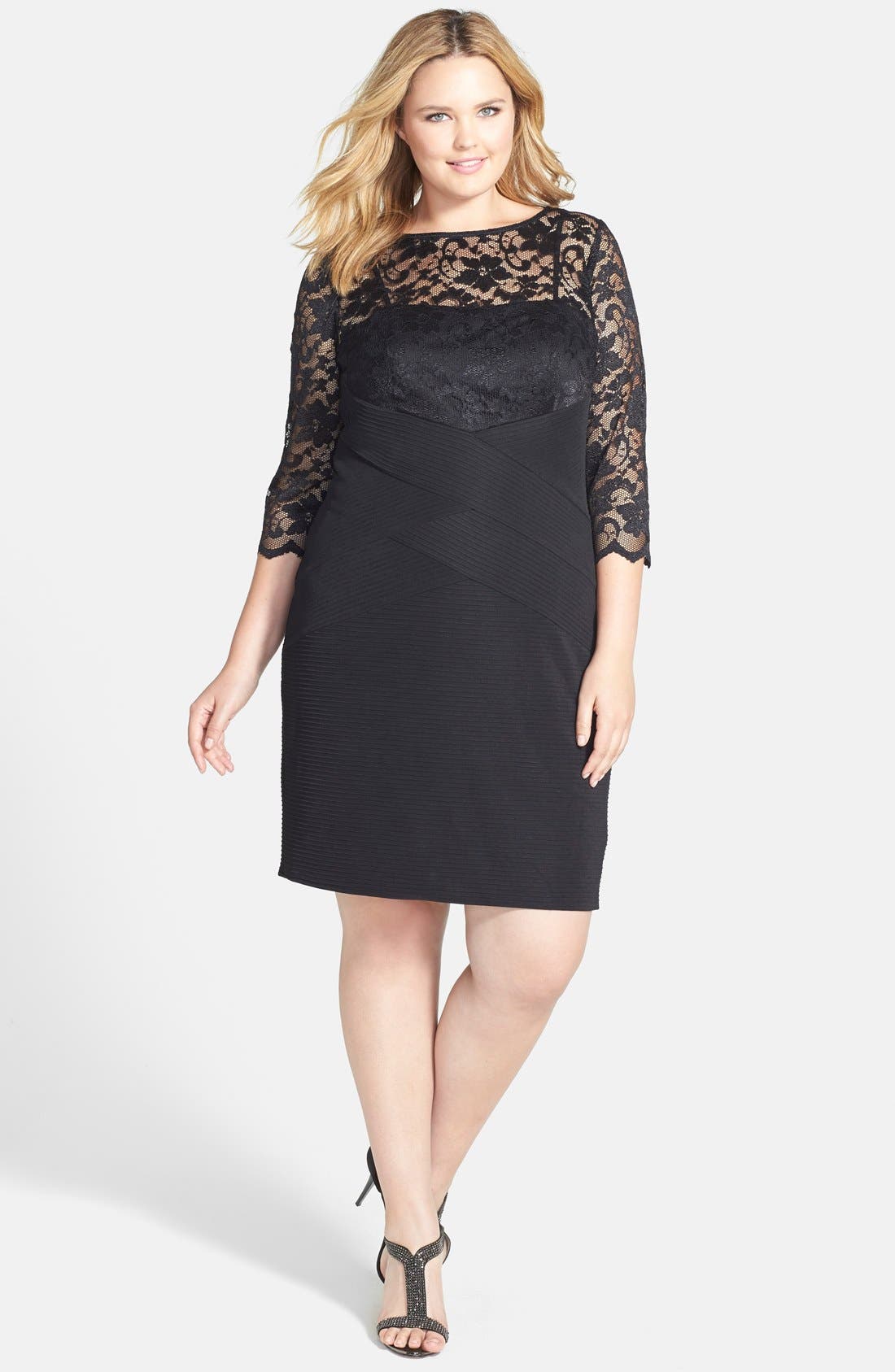 Jessica Howard Lace & Ottoman Rib Sheath Dress (Plus Size) Nordstrom