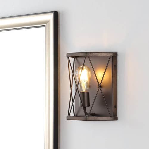 Jonathan Y Liam 1-light Rustic Farmhouse Iron Led Sconce In Dark Brown/oil Rubbed Bronze