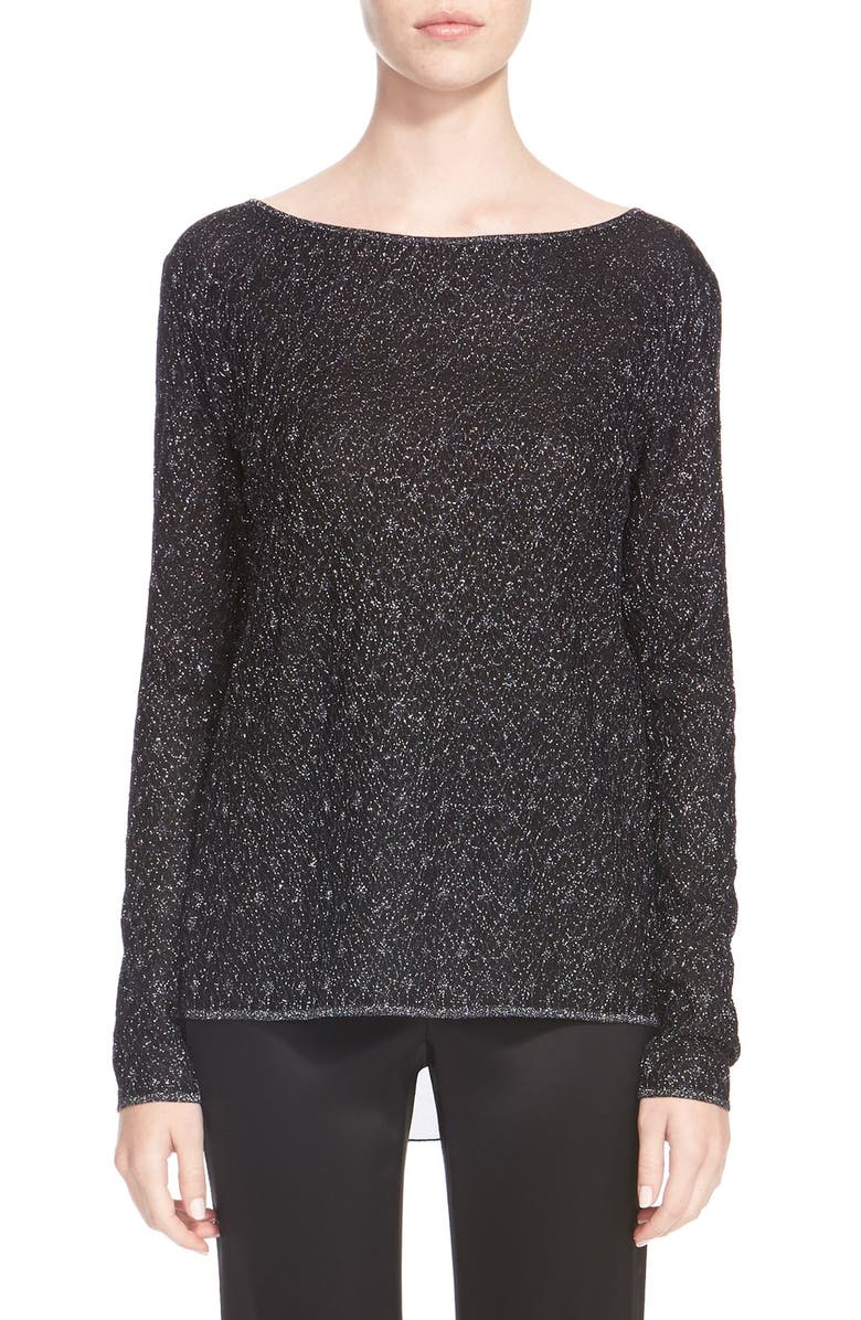 St. John Collection Toile Knit Sweater with Silk Georgette Back | Nordstrom