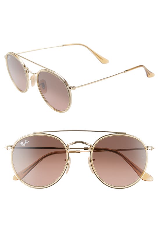 Ray Ban 51mm Aviator Gradient Lens Sunglasses In Gold/ Brown Gradient