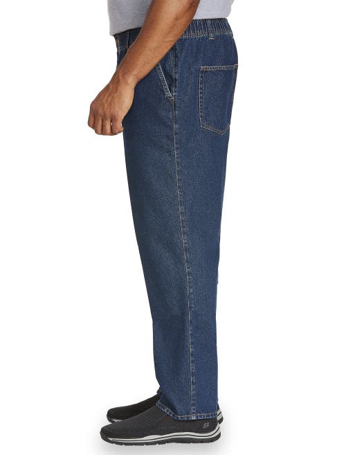 Shop Harbor Bay By Dxl Full-elastic Waist Jeans In Dark Stonewash