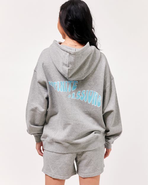 Shop Rebody Active Infinite Passions Hoodie In Heather Grey/blue