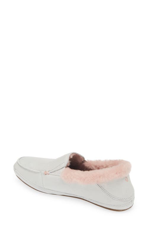 Olukai Ku'una Genuine Shearling Slipper In Mist Grey/mist Grey