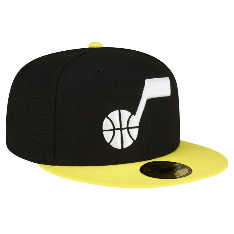 Shop New Era Black/yellow Utah Jazz 2-tone 59fifty Fitted Hat