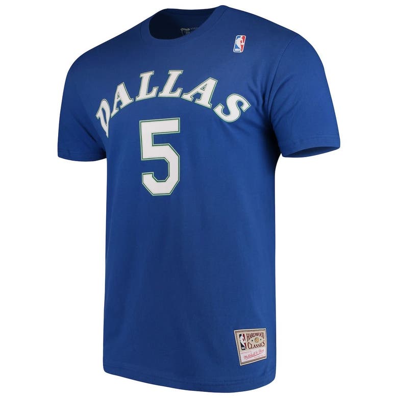 Mitchell & Ness Men's Jason Kidd Blue Dallas Mavericks Hardwood Classics  Team Name and Number T-shirt