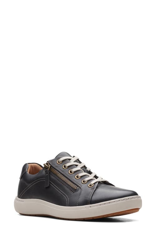 Clarks(r) Nalle Lace-Up Sneaker in Black Leather