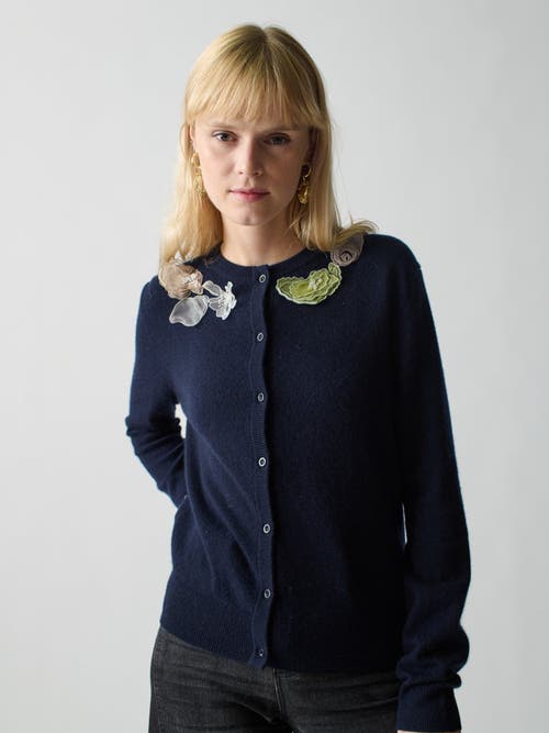 Shop Lingua Franca Wire Montauk Icon Cardigan In Navy