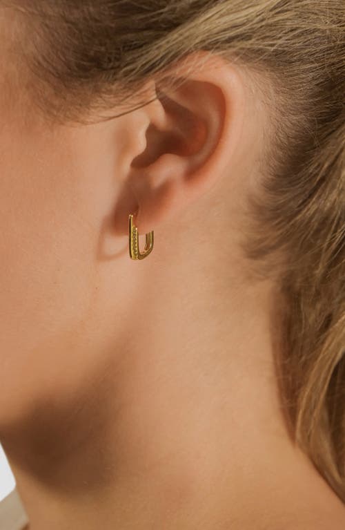 Sterling Forever Nadine Cubic Zirconia Rectangle Hoop Earrings In Gold