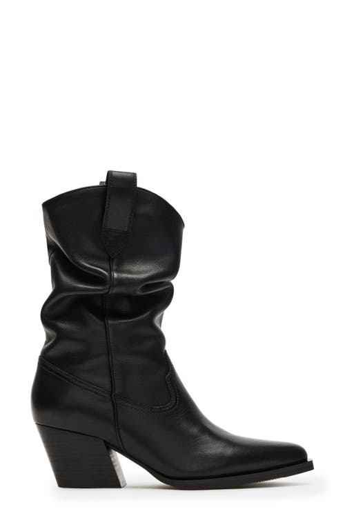 Shop Steve Madden Taos Ruched Western Bootie In Black Leather