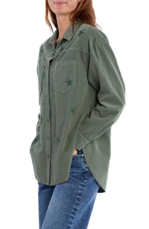 Billy T Mighty Star Embroidered Corduroy Button-up Shirt In Army