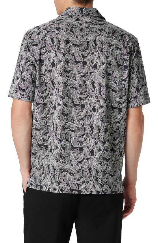 Shop Bugatchi Ooohcotton® Cole Leaf Print Camp Shirt In Black