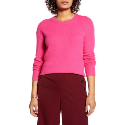 Halogen Crewneck Wool Blend Sweater, Pink