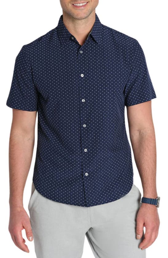 Shop Jachs Gravity Micro Arrow Short Sleeve Button-up Shirt In Navy Micro Arrow Print