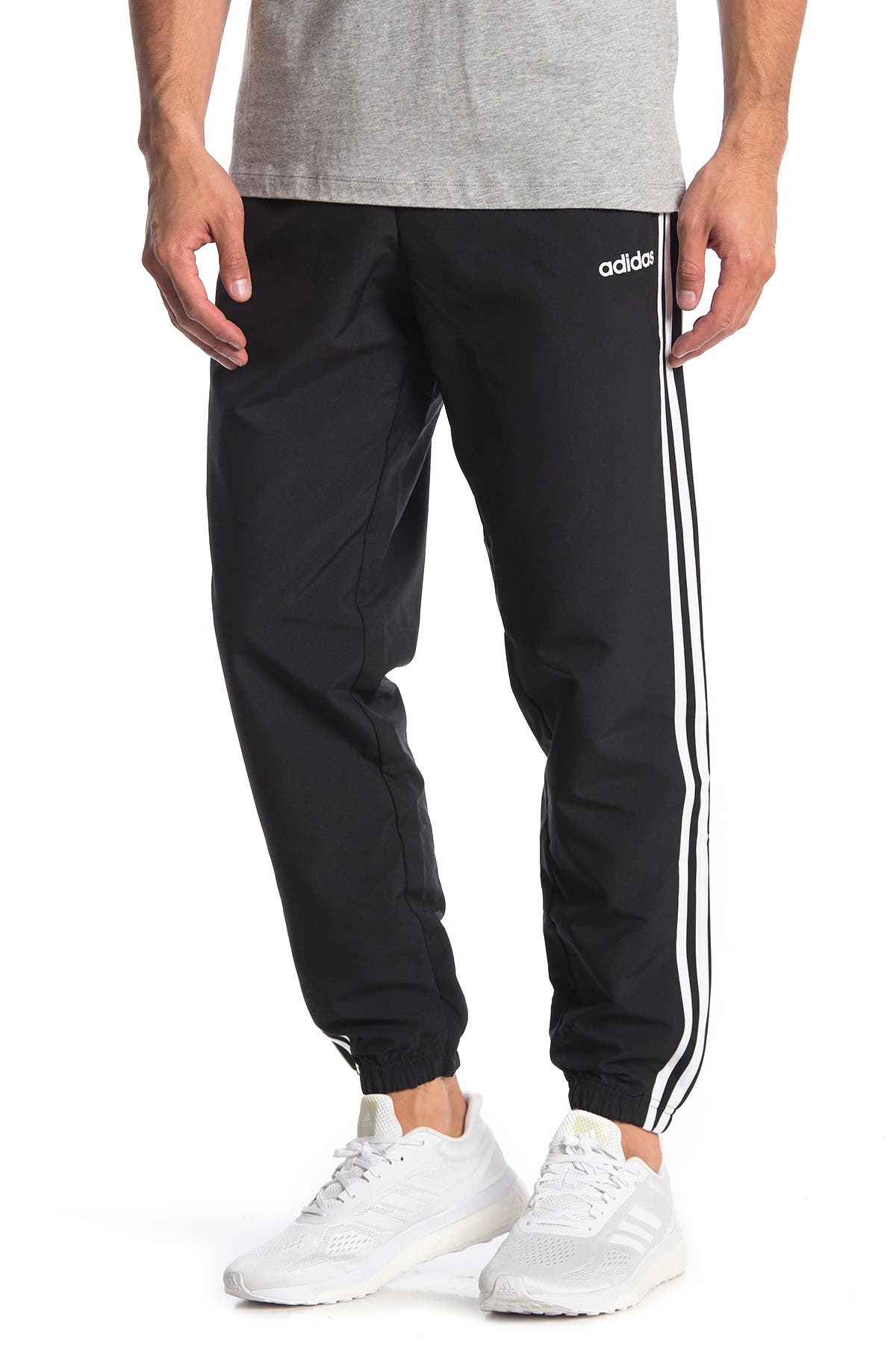 Adidas Originals Essentials 3-stripes Wind Pants In Black/whit | ModeSens