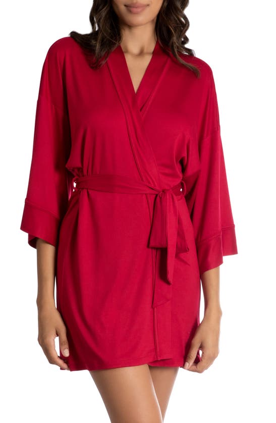 In Bloom By Jonquil Madison Solid Wrap Short Robe In Red