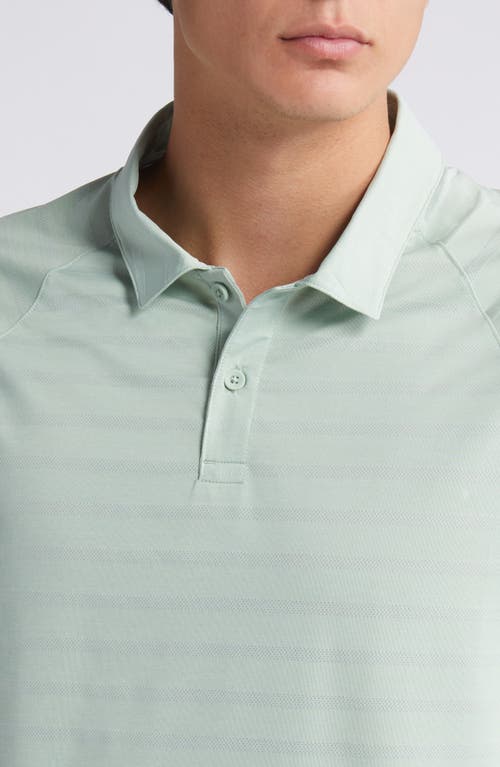 Shop Zella Stripe Performance Court Polo In Green Frozen