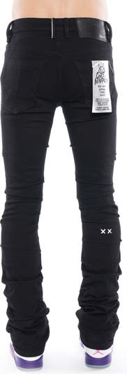 Women's Hipster Jeans Pants Bootcut Denim Black Stretch Zip Belt