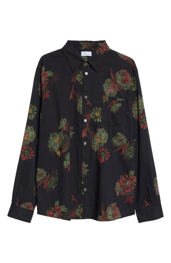 Shop John Elliott Cloak Floral Print Cotton Button-up Shirt In Forest Floral