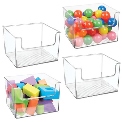 Shop Mdesign Plastic Large Home Storage Organizer Bins With Open Front, 4 Pack In Clear