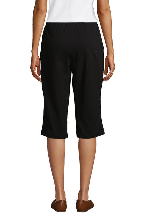 Shop Lands' End Tall Sport Knit High Rise Elastic Waist Capri Pants In Black