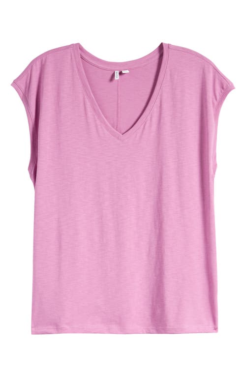 Sleeveless V-Neck Cotton T-Shirt in Pink Bodacious