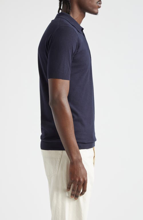 John Smedley Roth Solid Sweater Polo In Navy